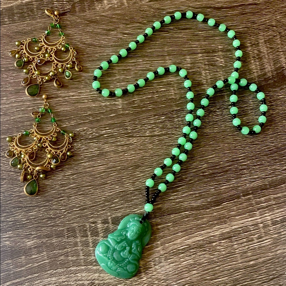 Bundle of Earrings& Buda Neckle